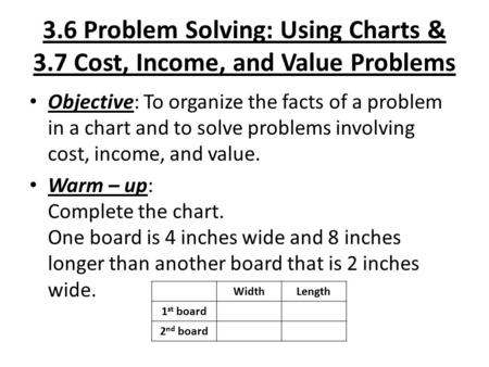 3. 6 Problem Solving: Using Charts & 3