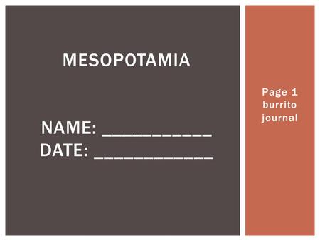 Mesopotamia Name: ___________ Date: ____________