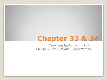 Chapter 33 & 34 Crowding In, Crowding Out, Phillips Curve, Rational Expectations.