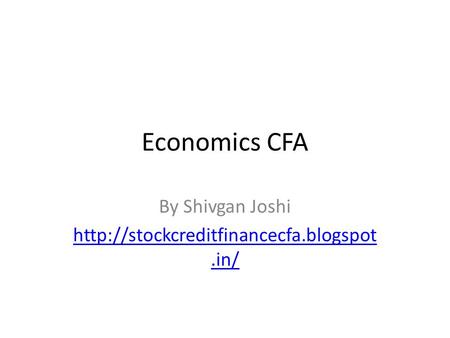 Economics CFA By Shivgan Joshi
