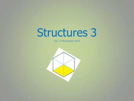 Structures 3 Sat, 27 November 2010. 11:30 - 13:00 Solving simultaneous equations:  using algebra  using graphs.