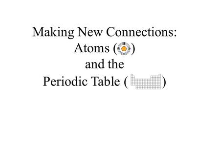 Making New Connections: Atoms ( ) and the Periodic Table ( )