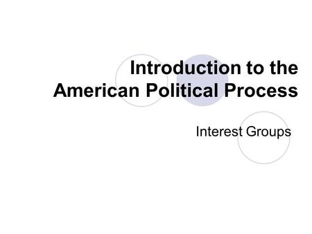Introduction to the American Political Process Interest Groups.