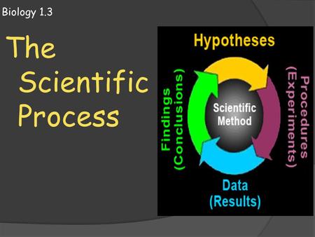 Biology 1.3 The Scientific Process. Scientific Process  Steps of the Scientific Process 1. Identify the Problem 2. Gather information 3. Form Hypothesis.