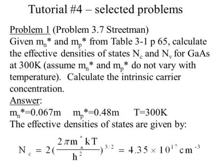Tutorial #4 – selected problems