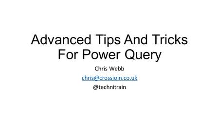 excel power query presentation