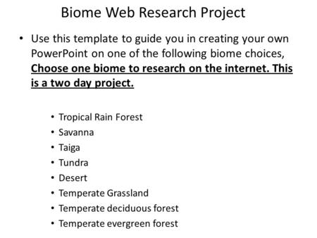 Biome Web Research Project
