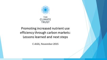 Promoting increased nutrient use efficiency through carbon markets: Lessons learned and next steps C-AGG, November 2015.
