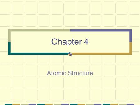 Chapter 4 Atomic Structure. Atom Atom – smallest part of an element that retains the properties of that element. Atomic Theory – proposed by John Dalton.