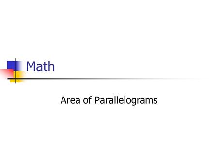 Area of Parallelograms