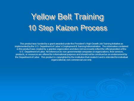 Yellow Belt Training 10 Step Kaizen Process