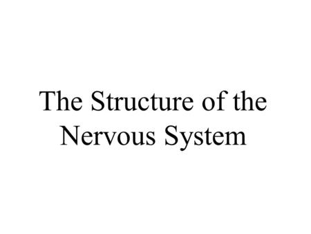 The Structure of the Nervous System. Divisions of the Nervous System.