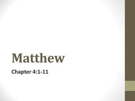 Matthew Chapter 4:1-11. Watch out After every great victory there comes the greatest trial. Temptation is common to all of us, victory is not so common.
