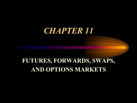 CHAPTER 11 FUTURES, FORWARDS, SWAPS, AND OPTIONS MARKETS.
