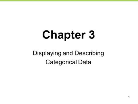 1 Chapter 3 Displaying and Describing Categorical Data.