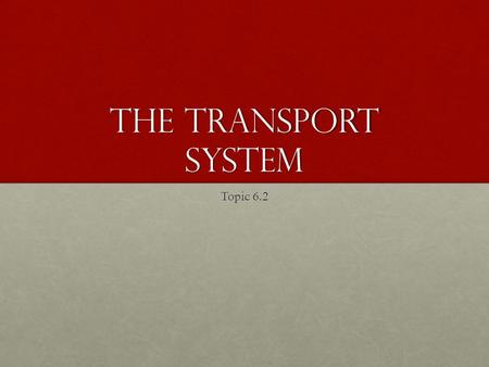 The Transport System Topic 6.2. Transport Song