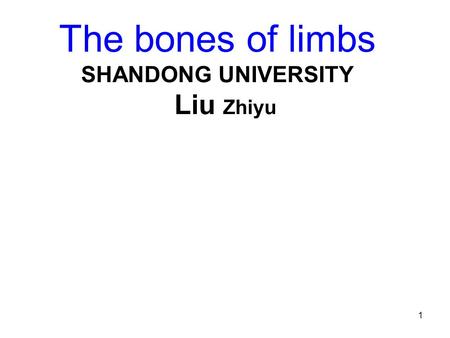 1 The bones of limbs SHANDONG UNIVERSITY Liu Zhiyu.