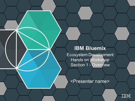 IBM Bluemix Ecosystem Development Hands on Workshop Section 1 - Overview.