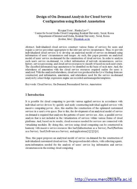 Design of On-Demand Analysis for Cloud Service Configuration using Related-Annotation Hyogun Yoon', Hanku Lee' 2 `, ' Center for Social Media Cloud Computing,