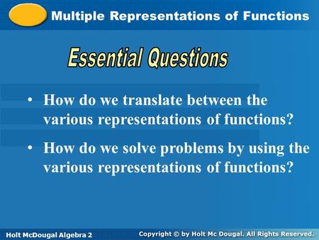 How do we translate between the various representations of functions?