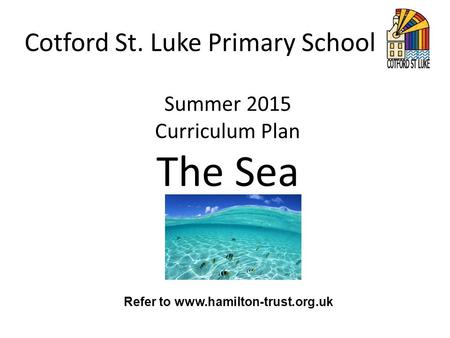 Cotford St. Luke Primary School Refer to www.hamilton-trust.org.uk Summer 2015 Curriculum Plan The Sea.