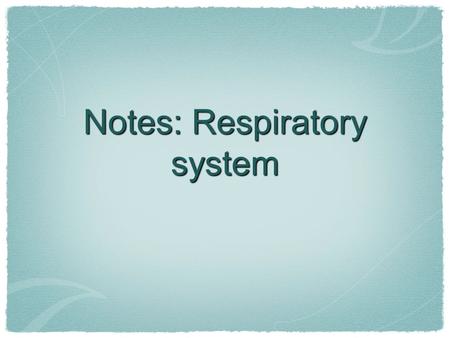 Notes: Respiratory system. The Passage of Air Through the Body 1. The air that enters the body is filtered and warmed in the nose. 2. The air will then.