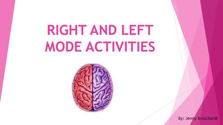 RIGHT AND LEFT MODE ACTIVITIES By: Jenny Broschardt.