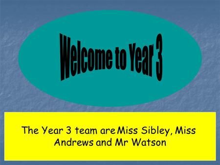 The Year 3 team are Miss Sibley, Miss Andrews and Mr Watson.