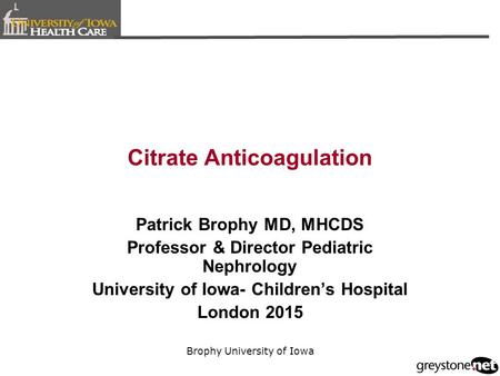 Citrate Anticoagulation