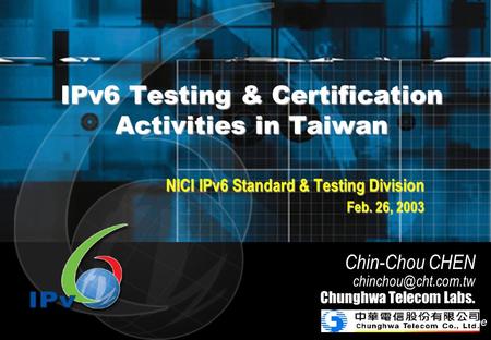 NICI IPv6 Steering Committee Vincent WS Chen, Ph.D. Global IPv6 Summit in  AP IPv6 Deployment Status in Taiwan Global IPv6 Summit in. - ppt download