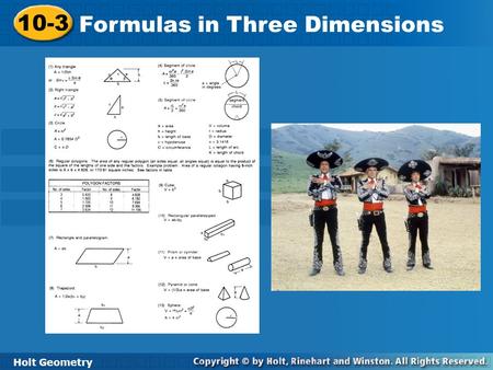Formulas in Three Dimensions
