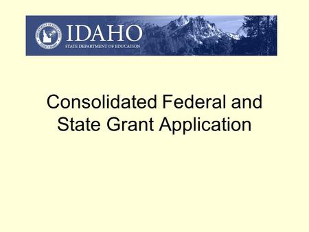 Consolidated Federal and State Grant Application.