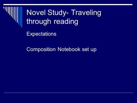 Novel Study- Traveling through reading Expectations Composition Notebook set up.
