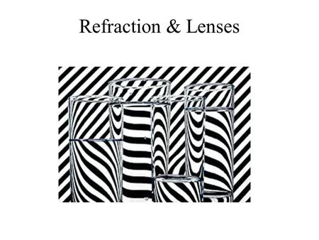Refraction & Lenses. Refraction The change in direction of a wave as is crosses the boundary between two media in which the wave travels at different.