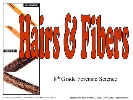 8 th Grade Forensic Science  Presentation developed by T. Trimpe 2006