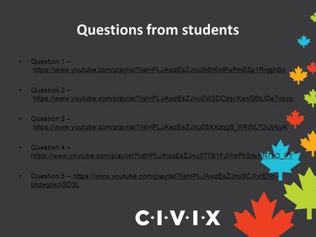 Questions from students ‪Question 1 – https://www.youtube.com/playlist?list=PLJAwzEsZJnu3I6h0xlPuPmE5p1RvjgN9o‬ ‪Question 2 – https://www.youtube.com/playlist?list=PLJAwzEsZJnu0W3DCzqvXwxG6tUDe7xpyp‬
