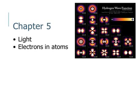 Chapter 5 Light Electrons in atoms. Models of the atom Rutherford’s model of the atom did not show or explain chemical properties of elements Needed some.