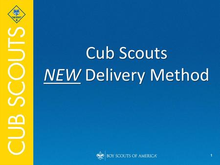 Cub Scouts NEW Delivery Method.