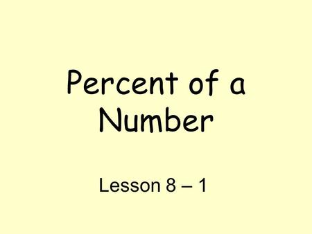 Percent of a Number Lesson 8 – 1. Vocabulary ‘ of ’ means to multiply.