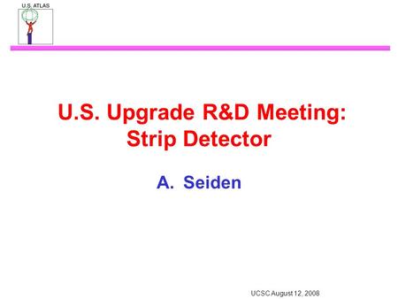 UCSC August 12, 2008 U.S. Upgrade R&D Meeting: Strip Detector  Seiden.