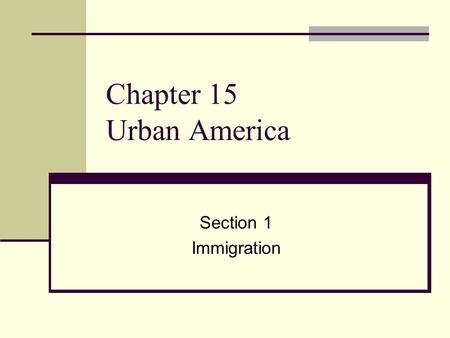 Chapter 15 Urban America Section 1 Immigration. Europeans Flood Into the U.S. By the 1890s, eastern and southern Europeans made up more than half of all.