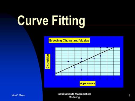 John C. Mayer Introduction to Mathematical Modeling 1 Curve Fitting.
