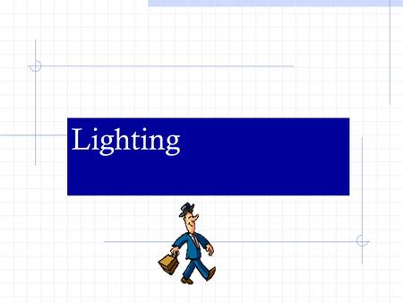 Lighting. Types of Light Incident: comes directly from the light source Reflected: has come in contact with some other material before entering our field.