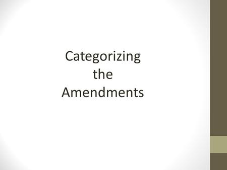 Categorizing the Amendments. Suffrage Amendments: 15, 19, 23, 24, 26 15: The right of citizens of the United States to vote shall not be denied or abridged.