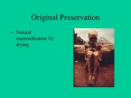 Original Preservation Natural mummification by drying.