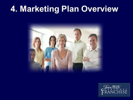 4. Marketing Plan Overview. The Personal Franchise allows you to Leverage your Time You Qualified business, (27 Premium Plus Customers) Earn about.