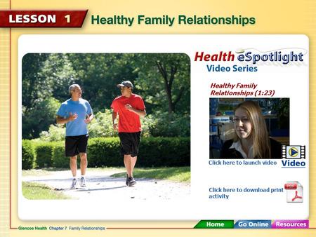 Healthy Family Relationships (1:23) Click here to launch video Click here to download print activity.