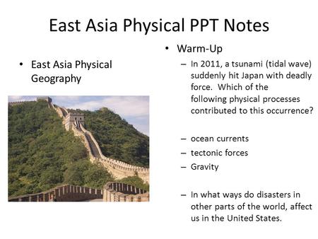East Asia Physical PPT Notes