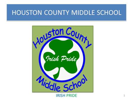 HOUSTON COUNTY MIDDLE SCHOOL 1 IRISH PRIDE. Title I Again this year Houston County Middle School will be a school wide Title I School. A school wide school.