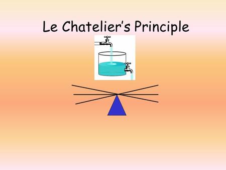 Le Chatelier’s Principle The 4 most commons changes to make for equilibrium reactions are: 1. Concentration changes for reactants 2. Concentration changes.